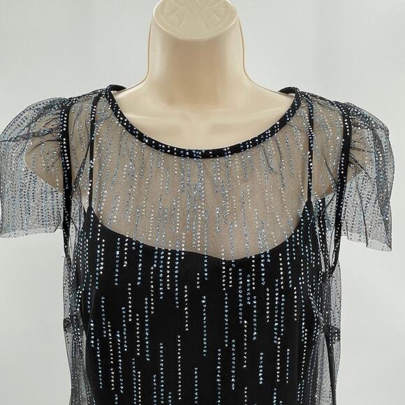 Blondie Nites by Stacey Sklar Black 2 Pc Rhinestone Retro Cocktail Party Dress 7 - Picture 5 of 8